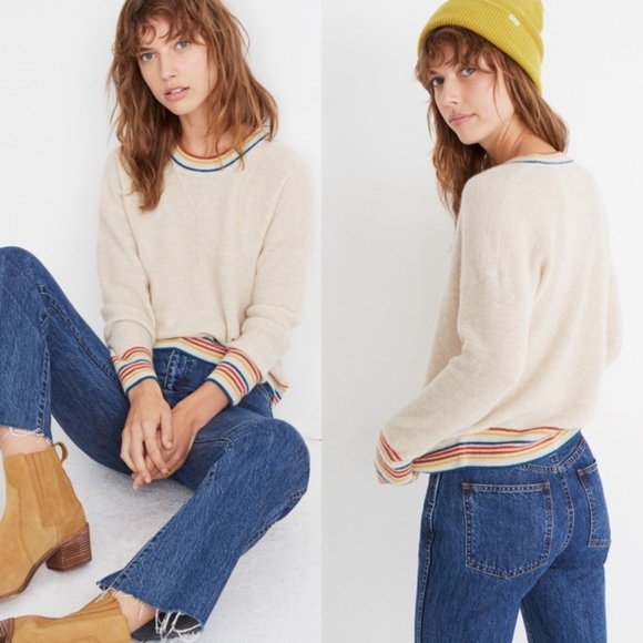 Madewell Sweaters - NWT Madewell Rainbow Trim Gladwell Sweater